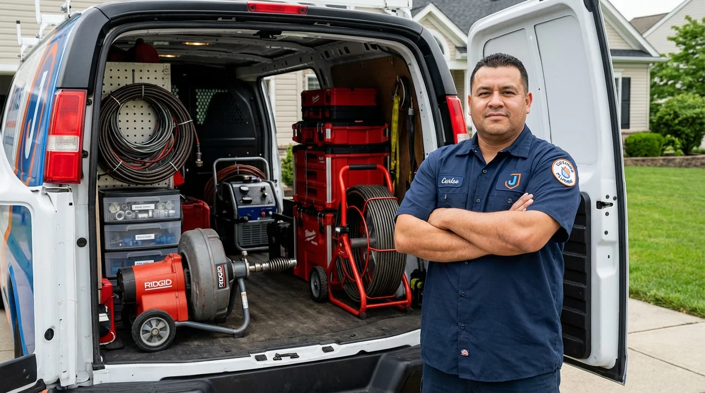 Professional drain cleaning equipment and Johns Plumbing LLC plumber in Richton