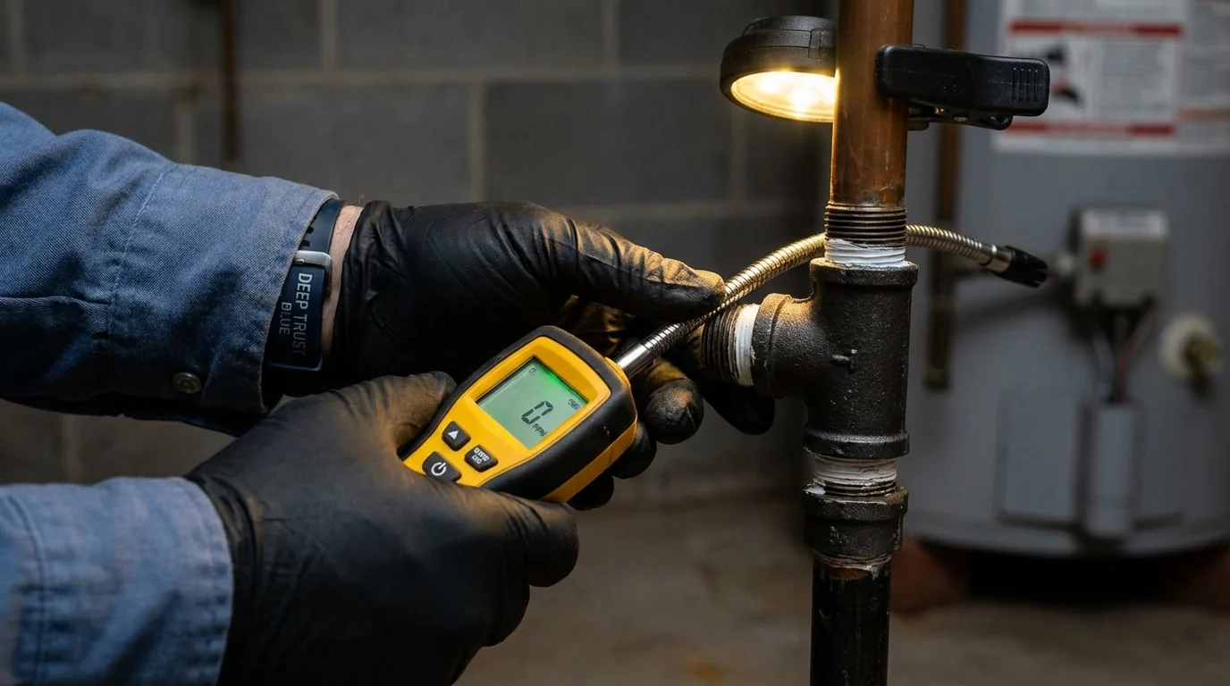 Gas leak detection with electronic sniffer by Johns Plumbing LLC in Richton